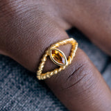 Braided Eye Citrine Ring | 18ct Gold