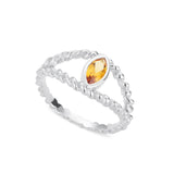Braided Eye Citrine Ring | 18ch White Gold