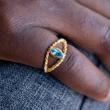 Braided Eye Topaz Ring | 18ct Gold